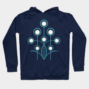 Teal Art Deco geometric flower motif Hoodie